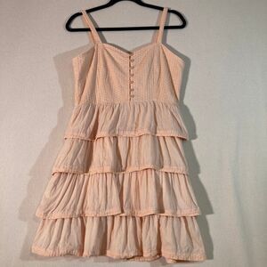 Koton Dress Women 38 M Peach Feminine Cottagecore Tiered Coquette Mini Sundress